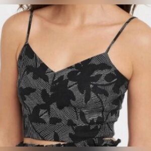 Universal Thread Black and Gray Floral Crop Top